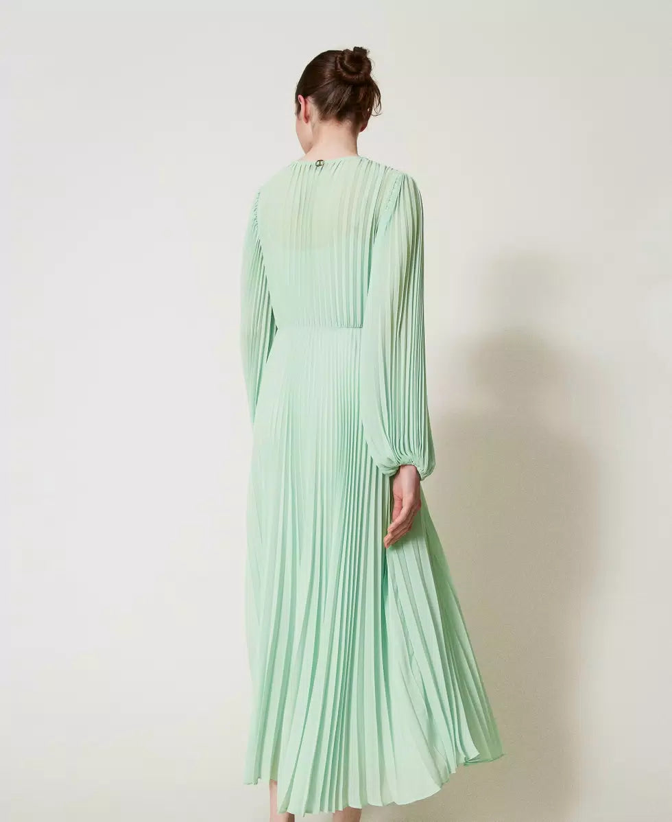 pleated georgette dress Long pleated georgette dress