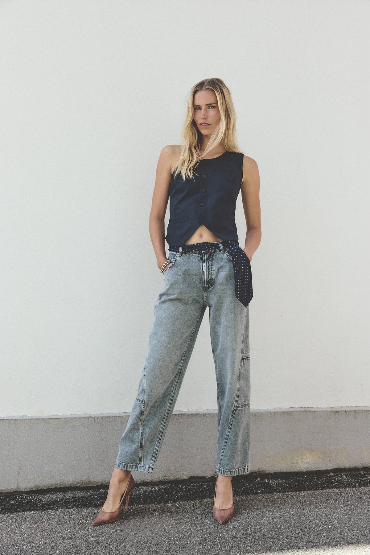 Bacammie curved jeans Grey