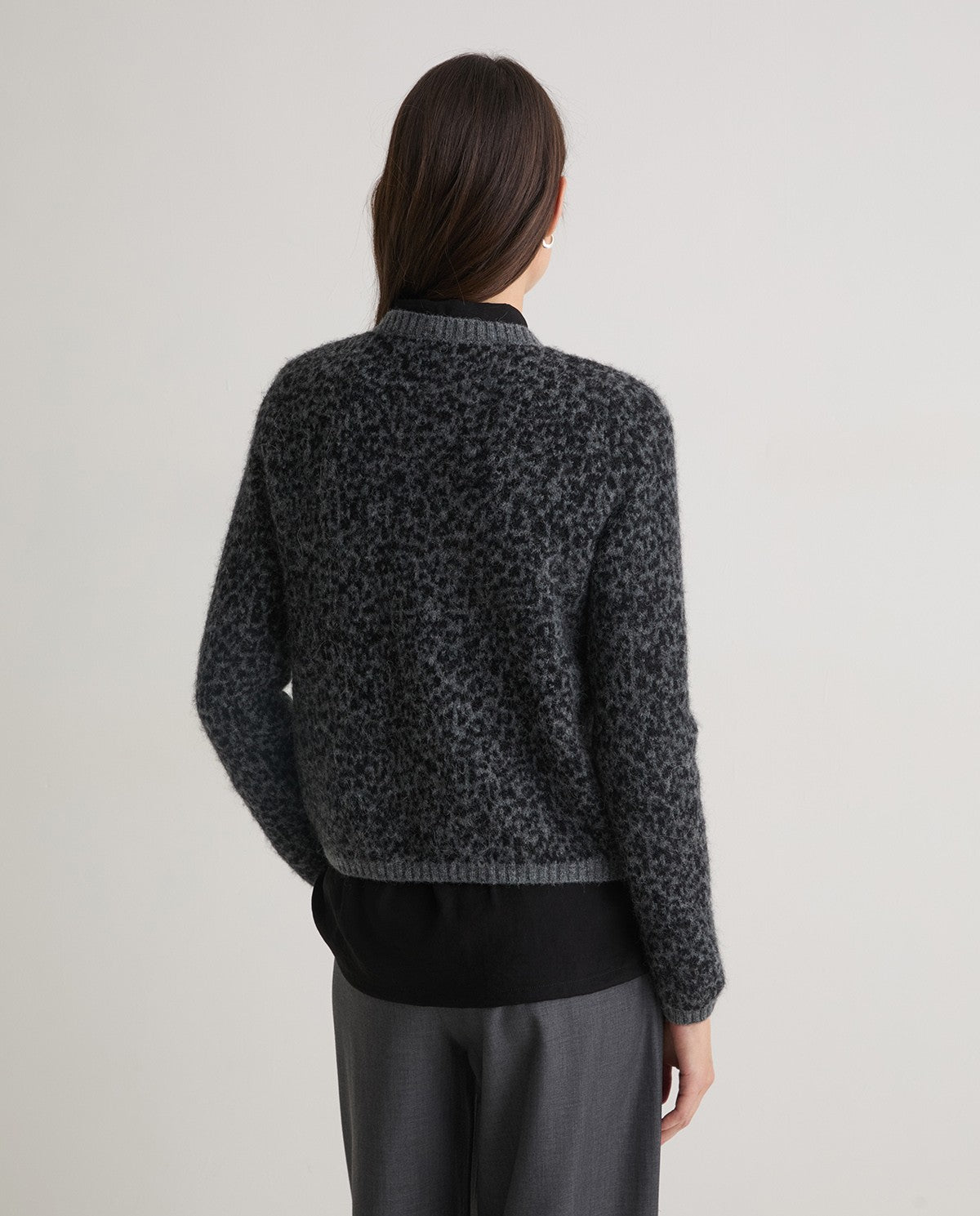 Grey leopard-print cardigan