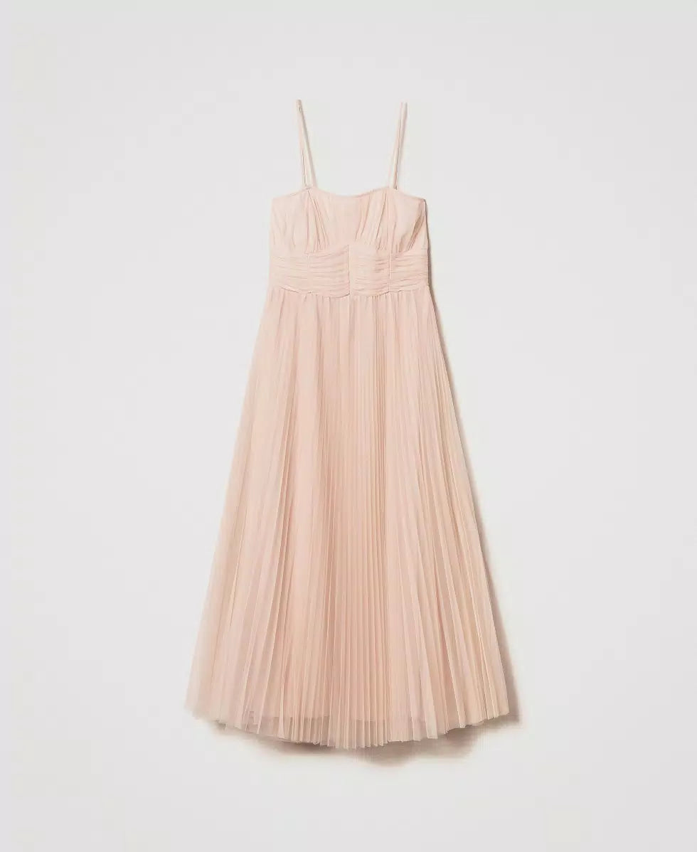 Vestido midi de tul plisado suave