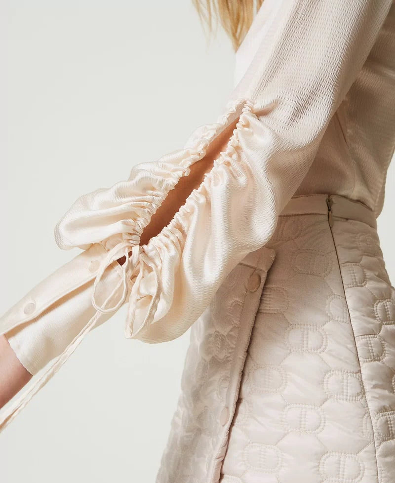 Hammered satin shirt with cut-out