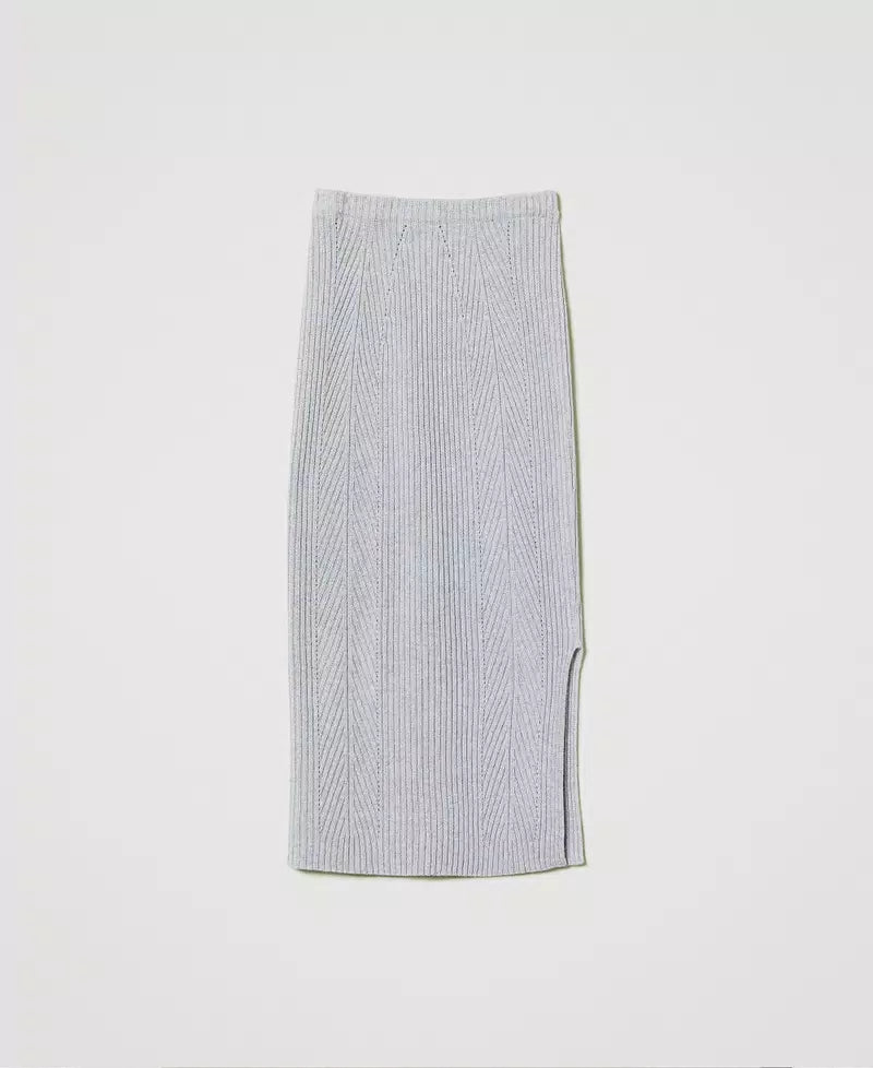 Lurex blend midi knit skirt
