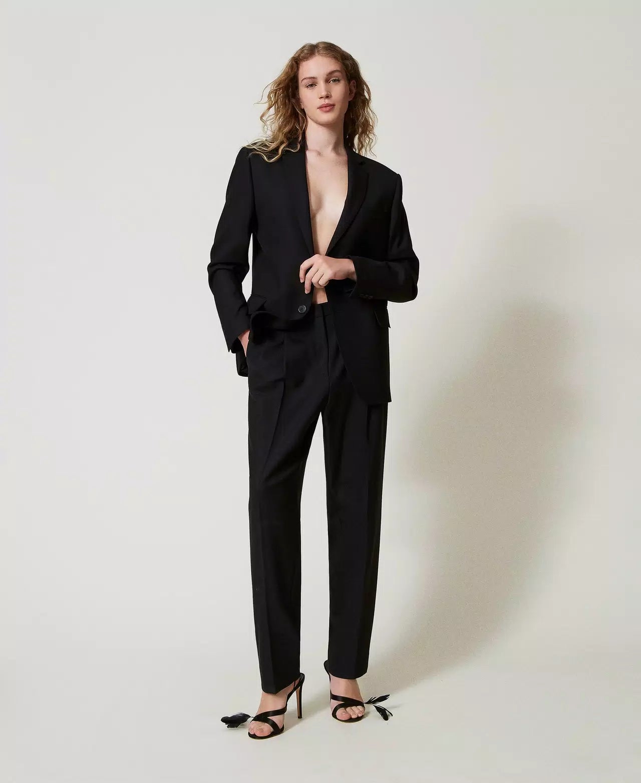 Wool blend serge trousers