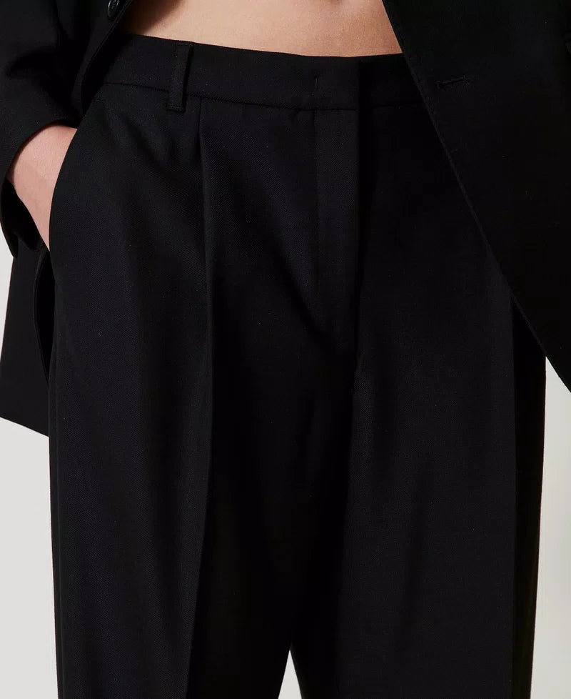 Wool blend serge trousers