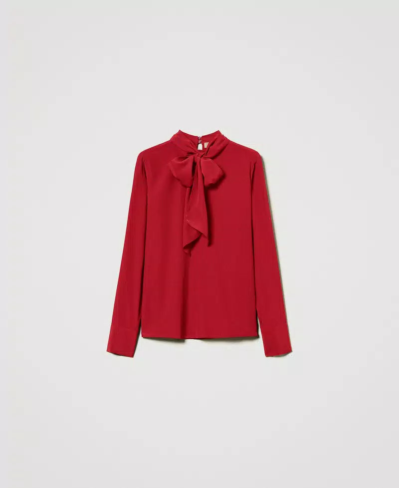 Silk blend blouse with bow