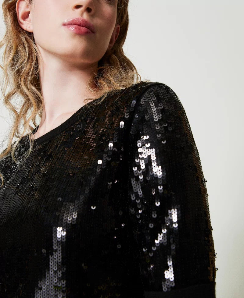 Jumper with sequin embroidery