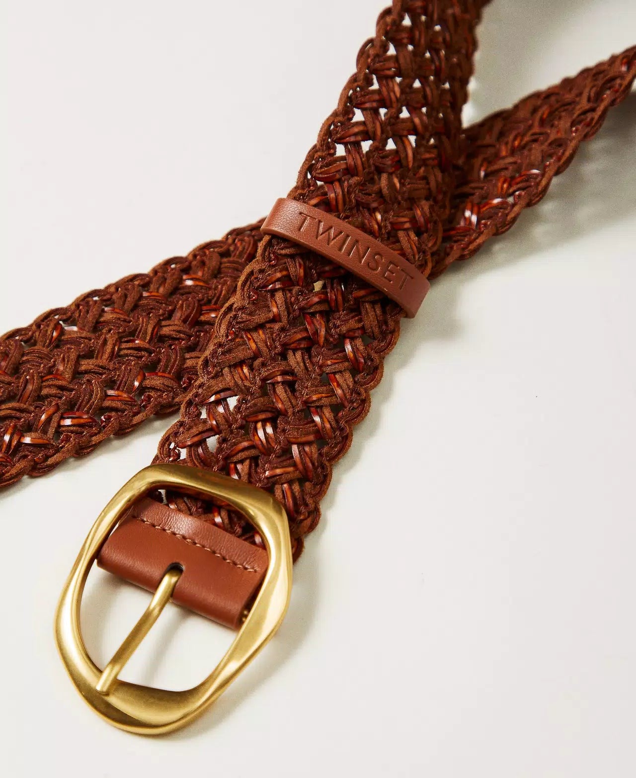 Woven leather belt