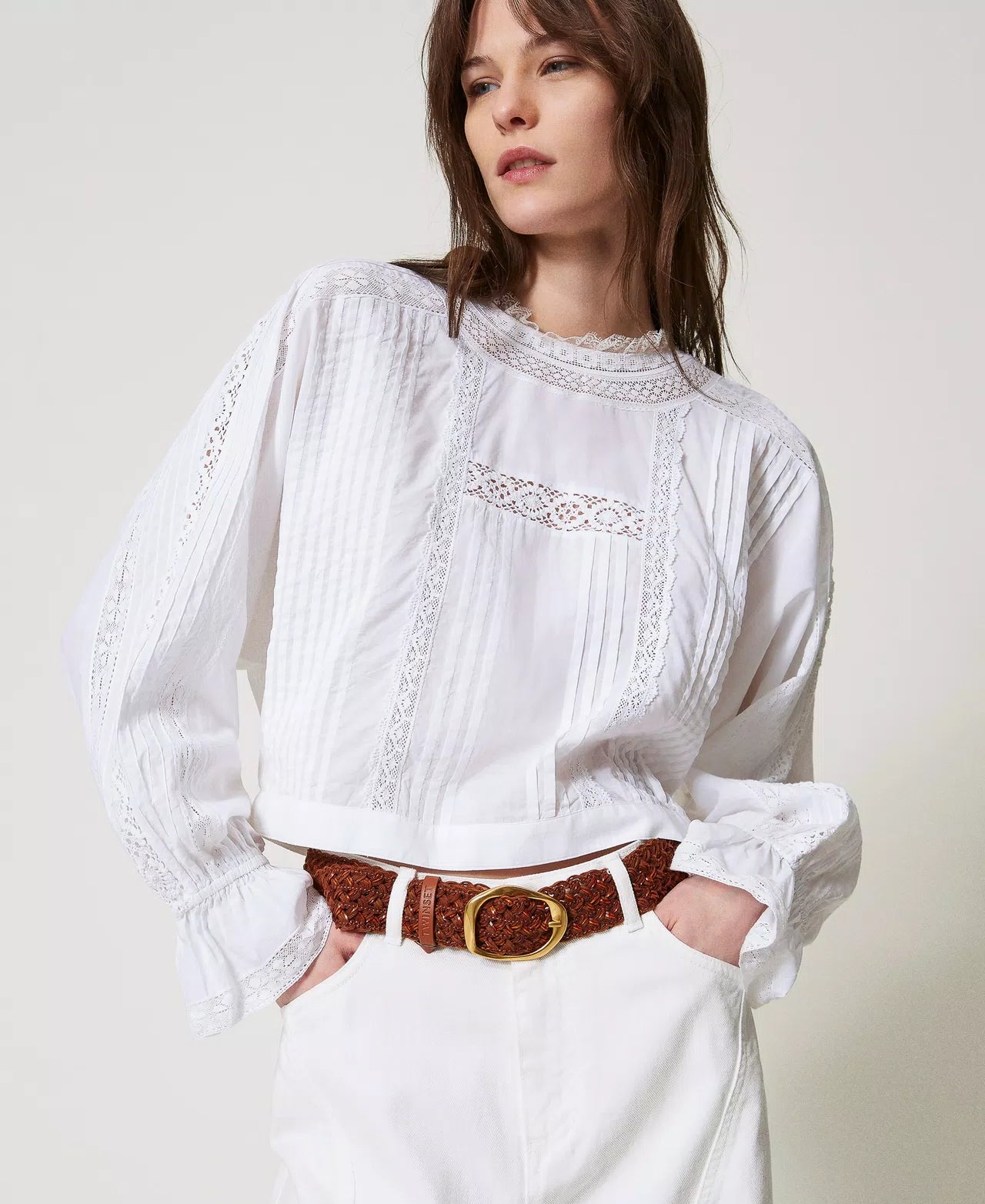 Woven leather belt