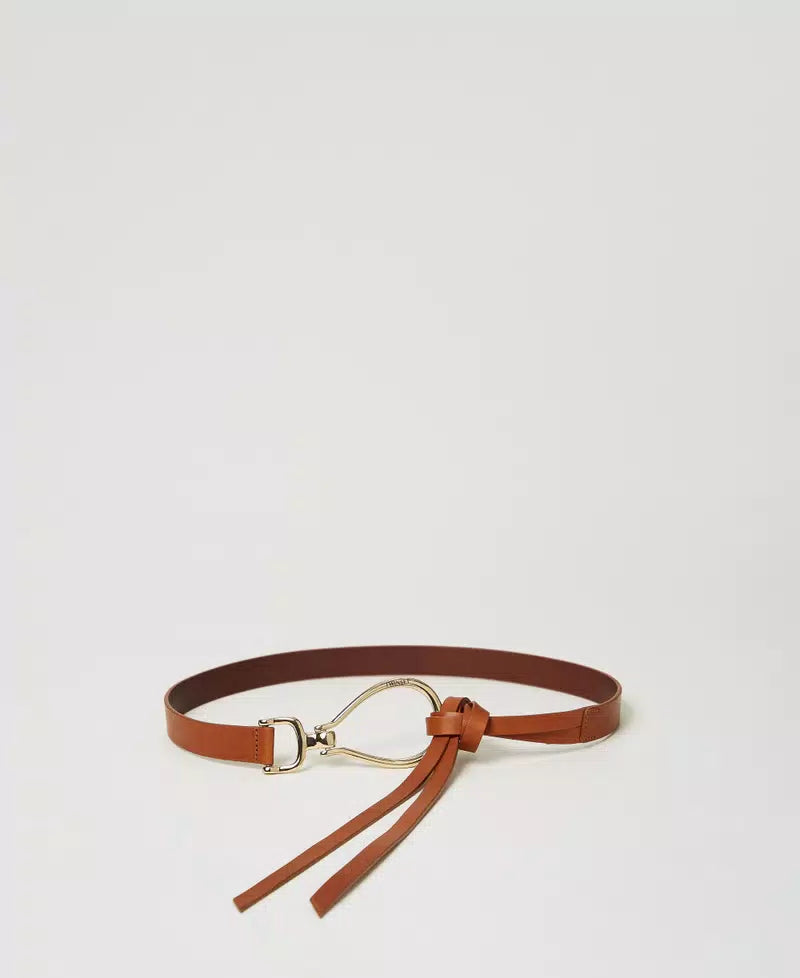 Leather belt with buckle