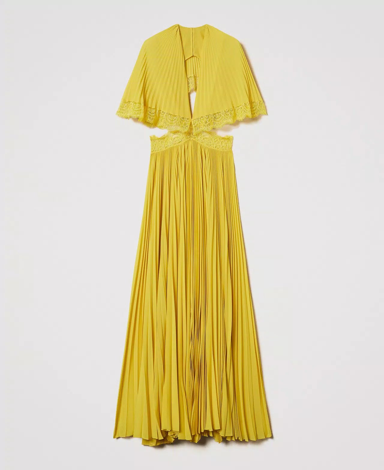 Filicudi long pleated dress with lace