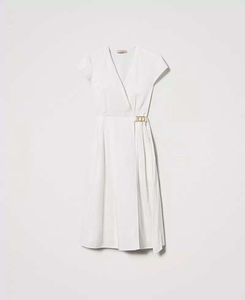 Linen-blend midi dress