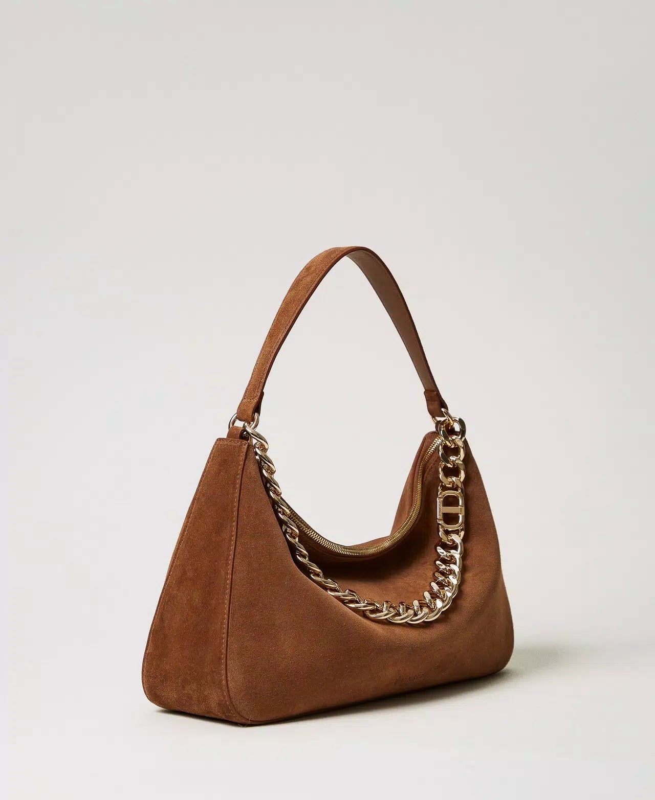 'Liliane' medium suede bag brown