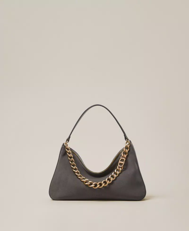 'Liliane' medium suede bag melange grey
