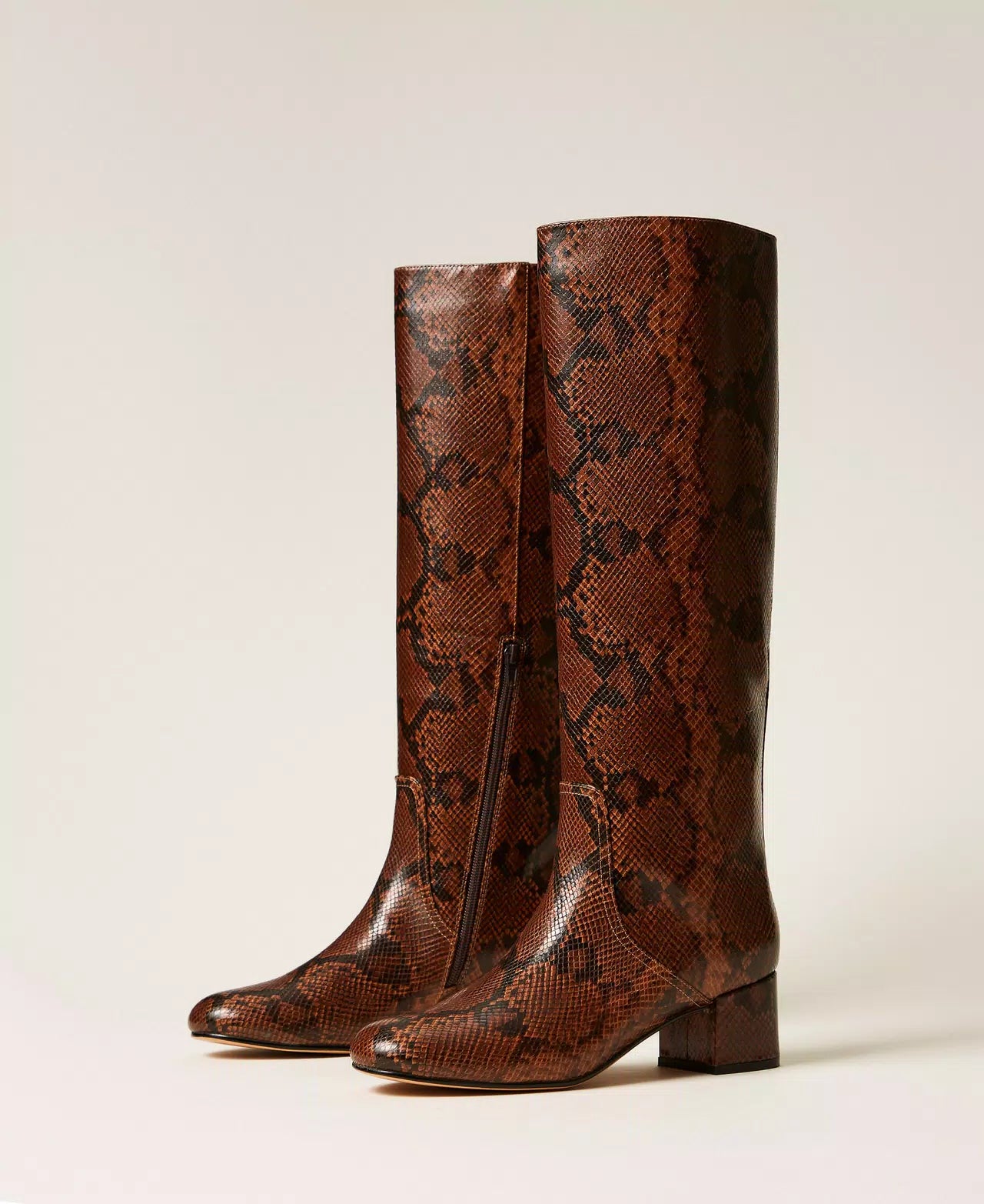 Animal print high boots