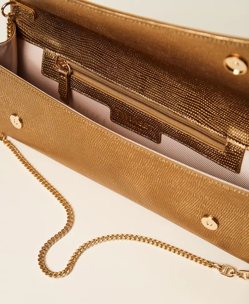 Laminated leather shoulder bag