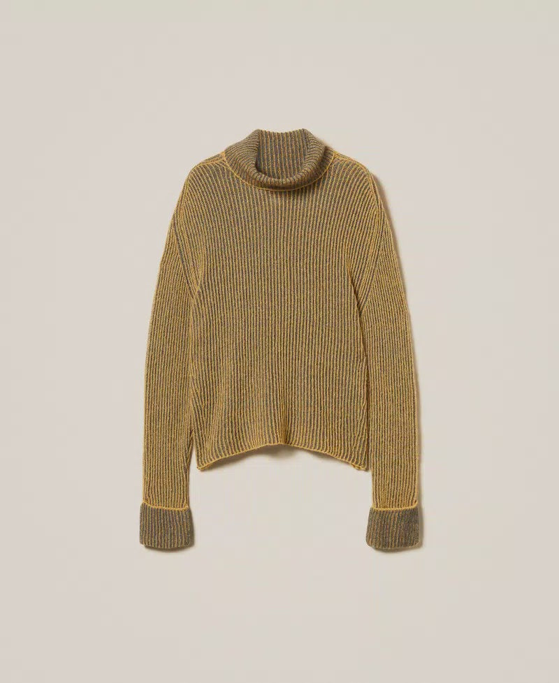 Wool blend vanisé turtle neck jumper