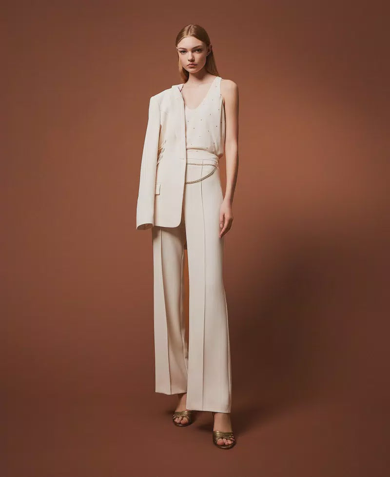 Crêpe cady trousers with belt