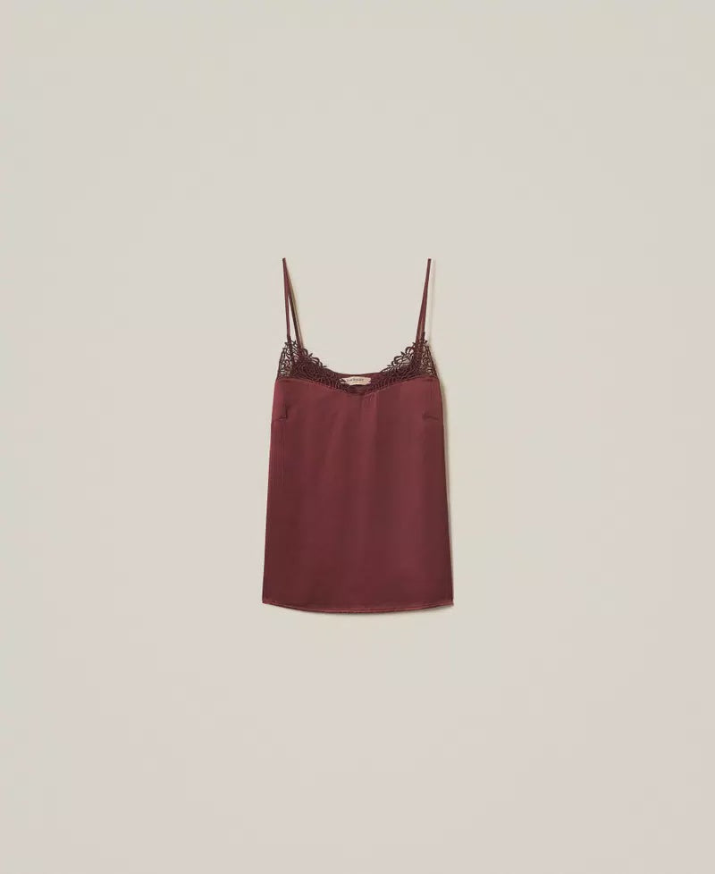 Satin top with lace