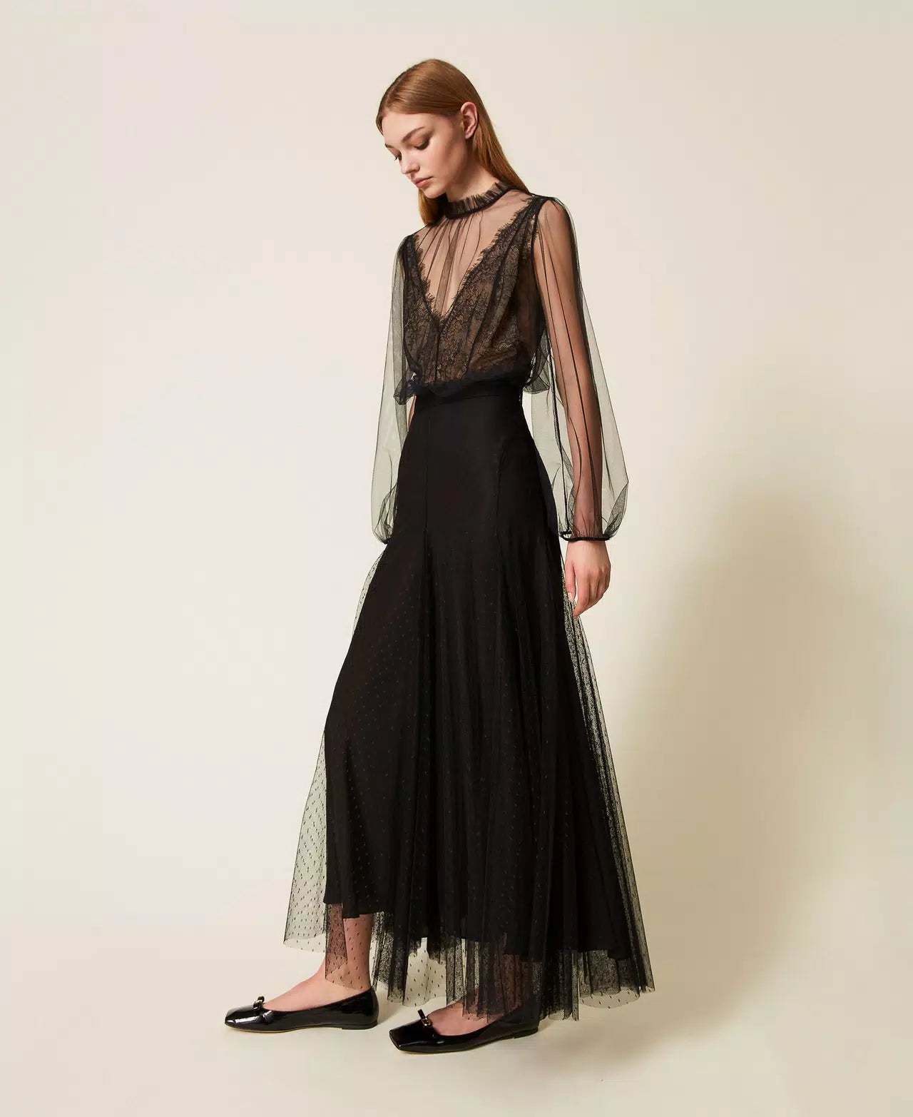 Long plumetis tulle skirt