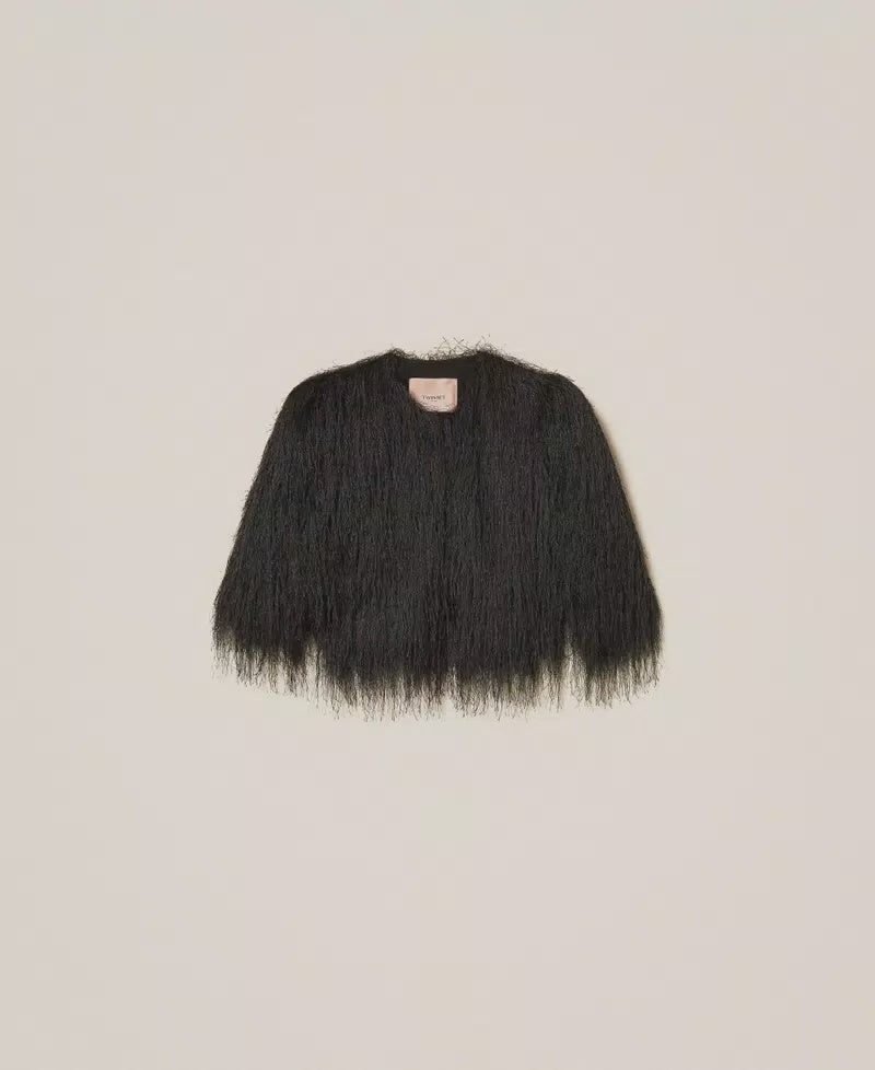 Cropped jacket with fringes