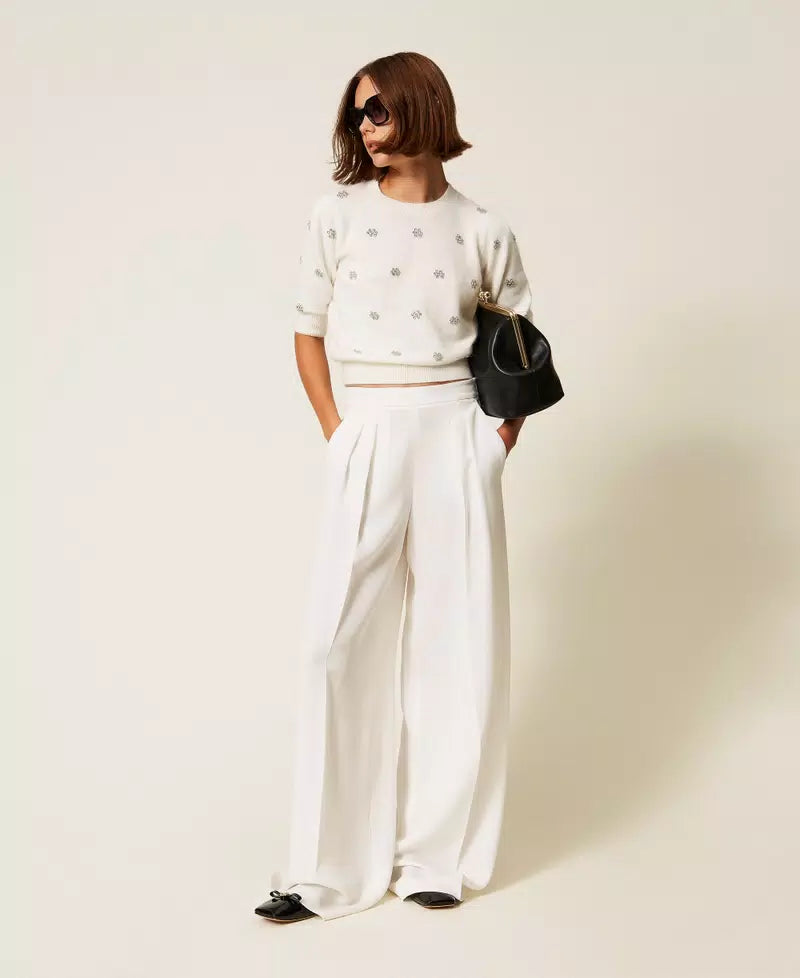 Angora blend jumper with embroidery