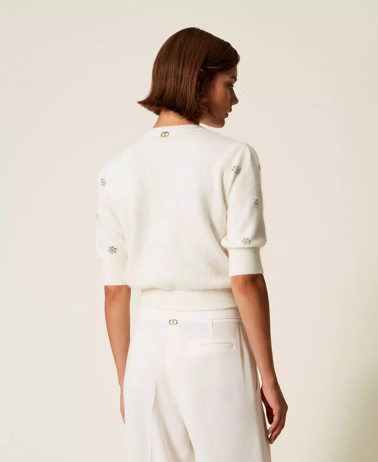 Angora blend jumper with embroidery