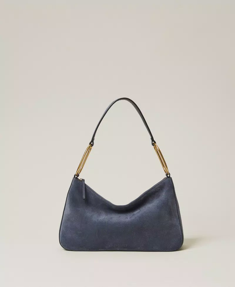 'Liliane' medium suede bag with rings
