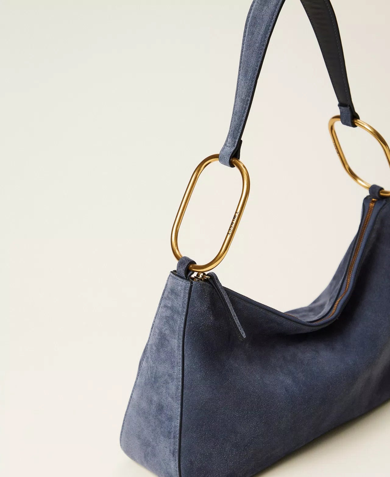 'Liliane' medium suede bag with rings