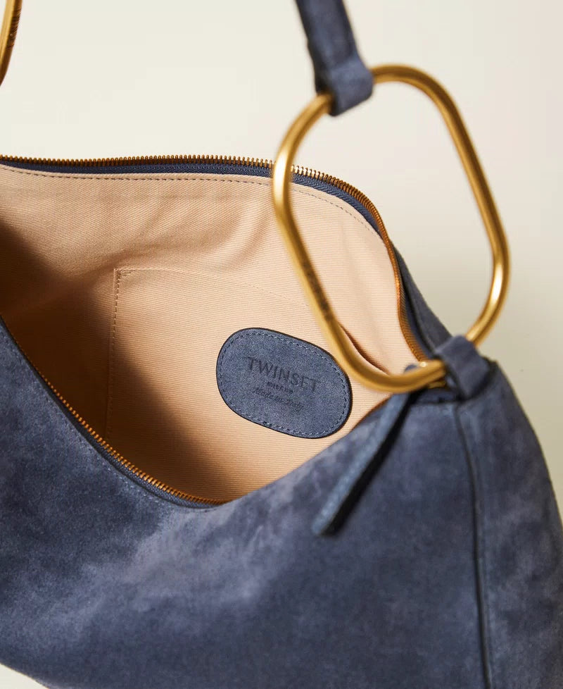 'Liliane' medium suede bag with rings