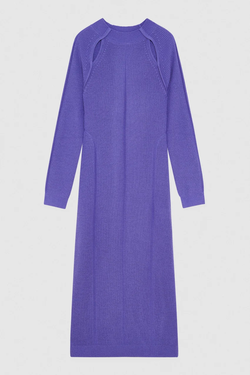 Vestido de punto morado midi