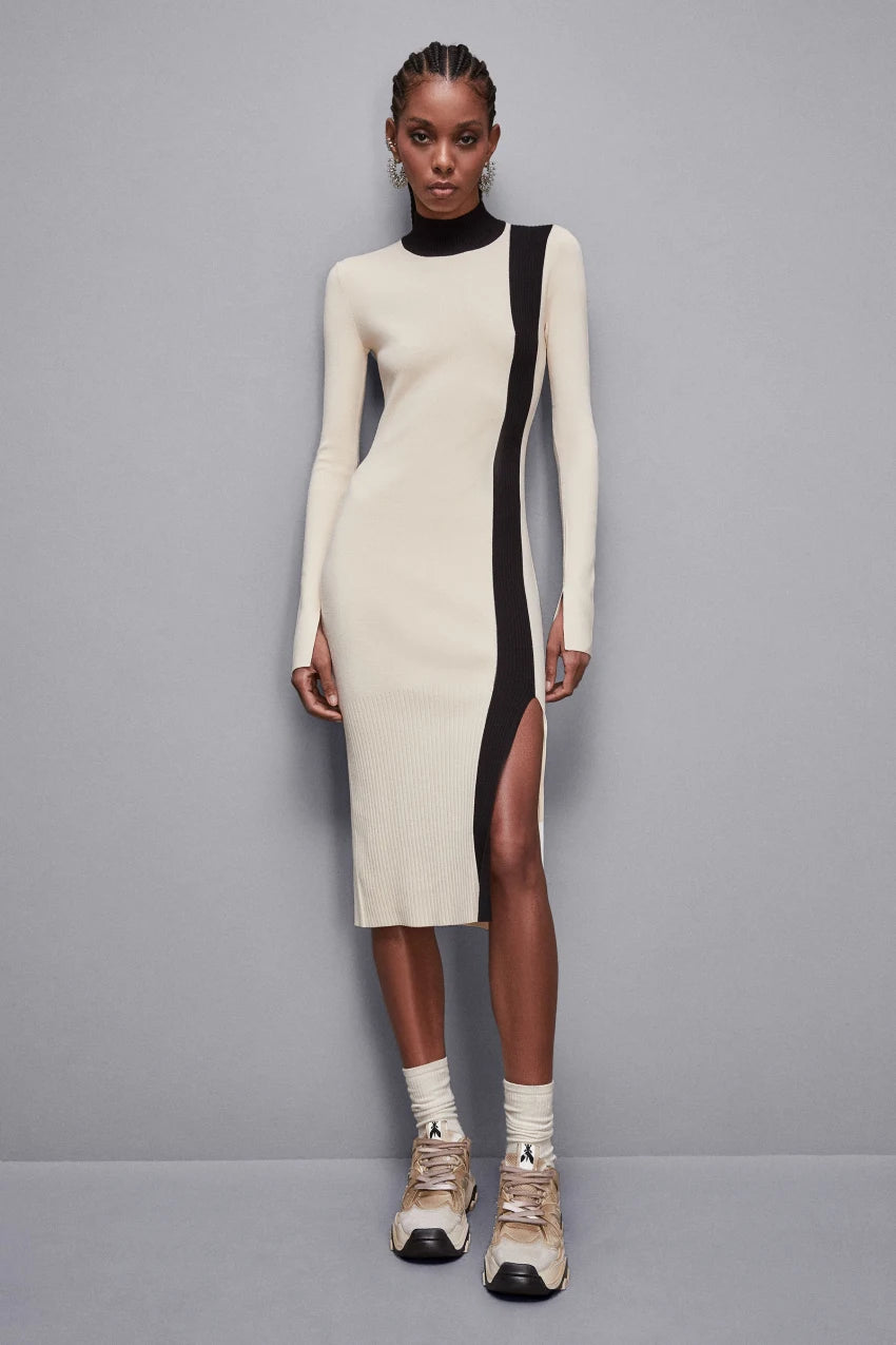 Vestido midi de rayas