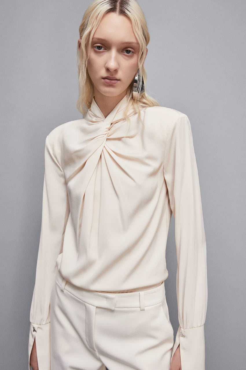 High neck crepe blouse