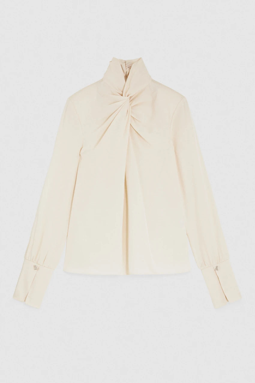High neck crepe blouse