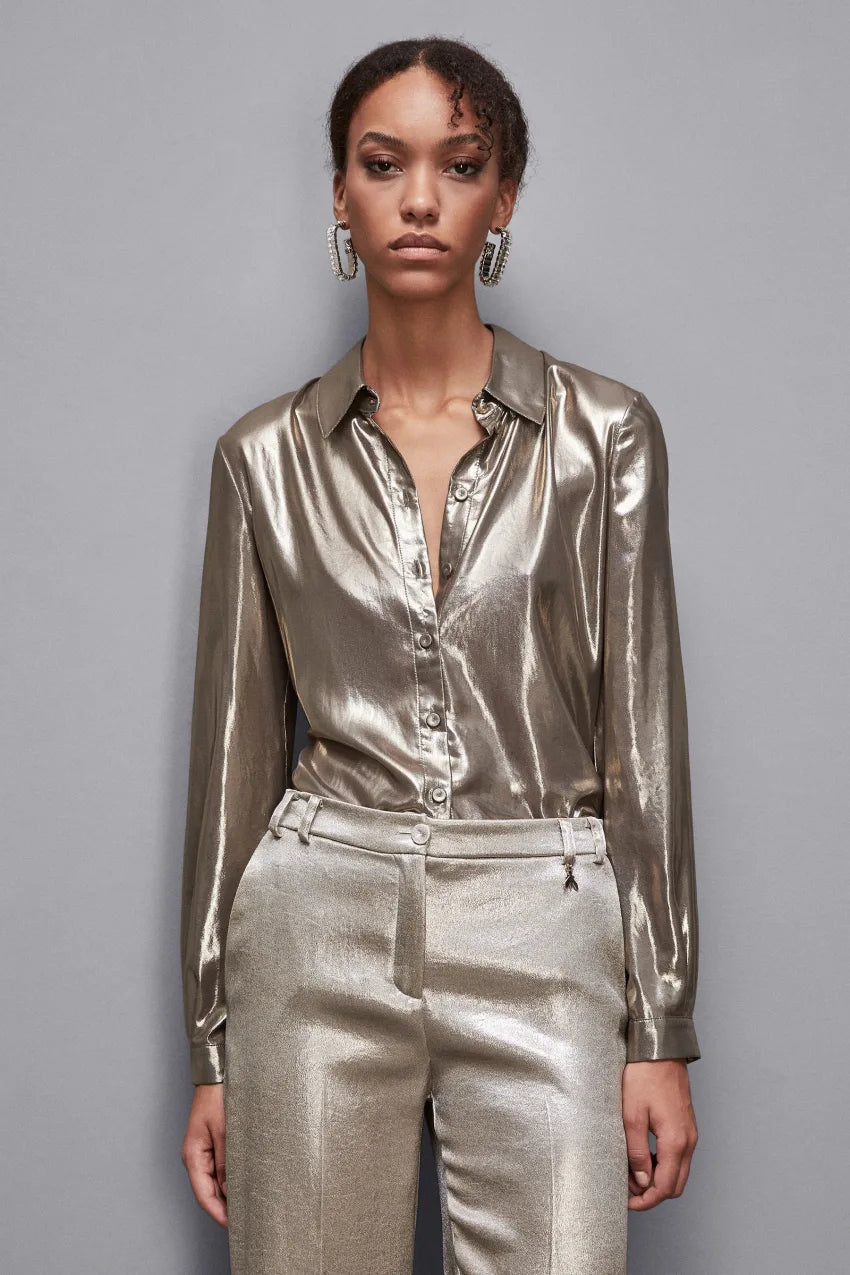 Metallic shirt with sleeves