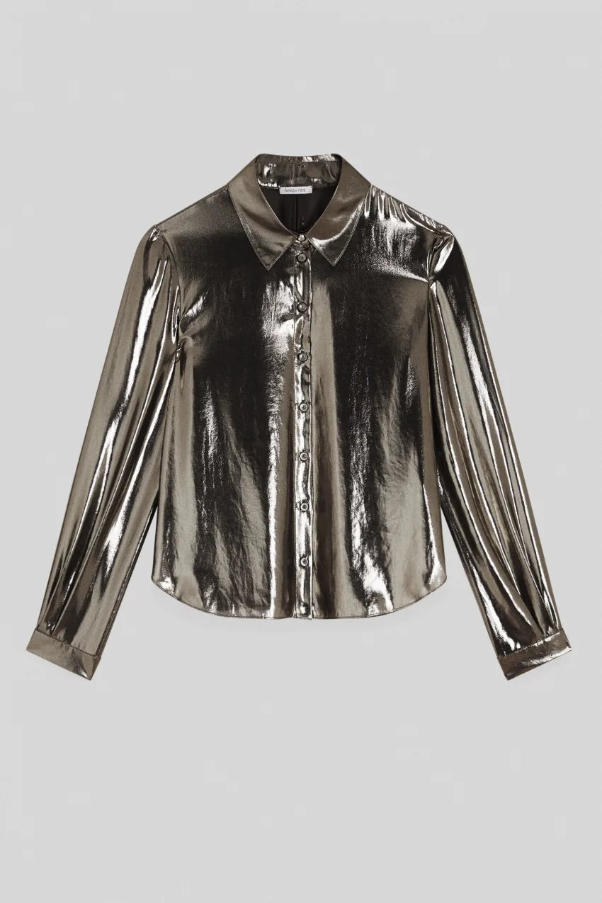 Metallic shirt with sleeves
