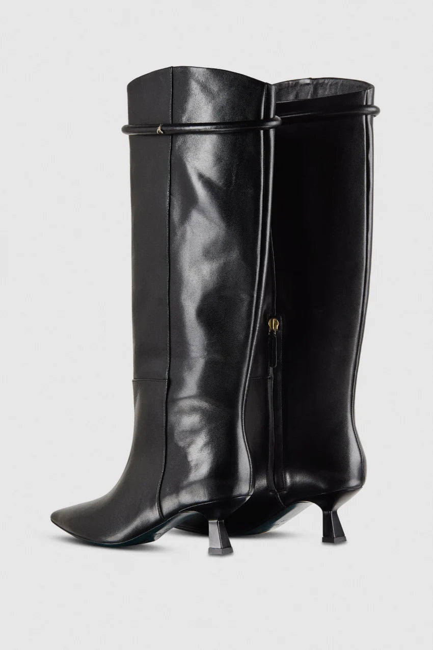 Botas de piel de tubo con cremallera