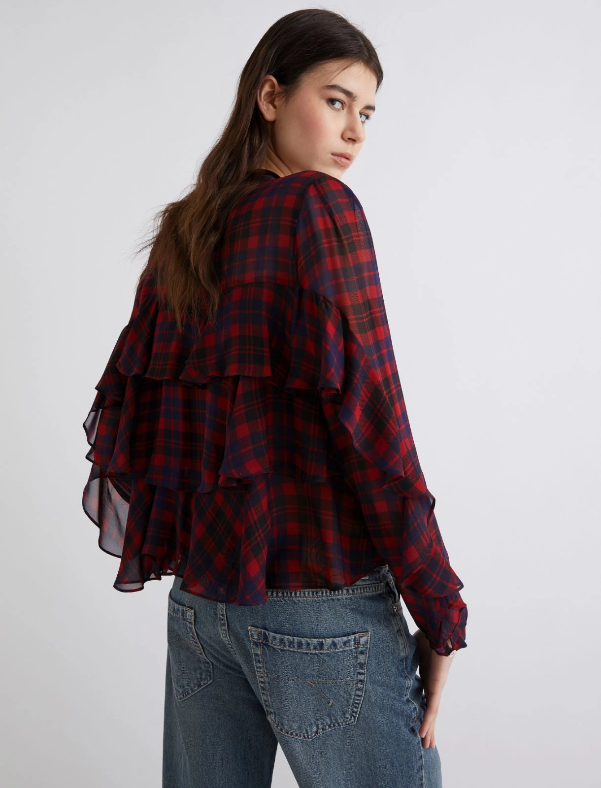 Georgette flounced shirt