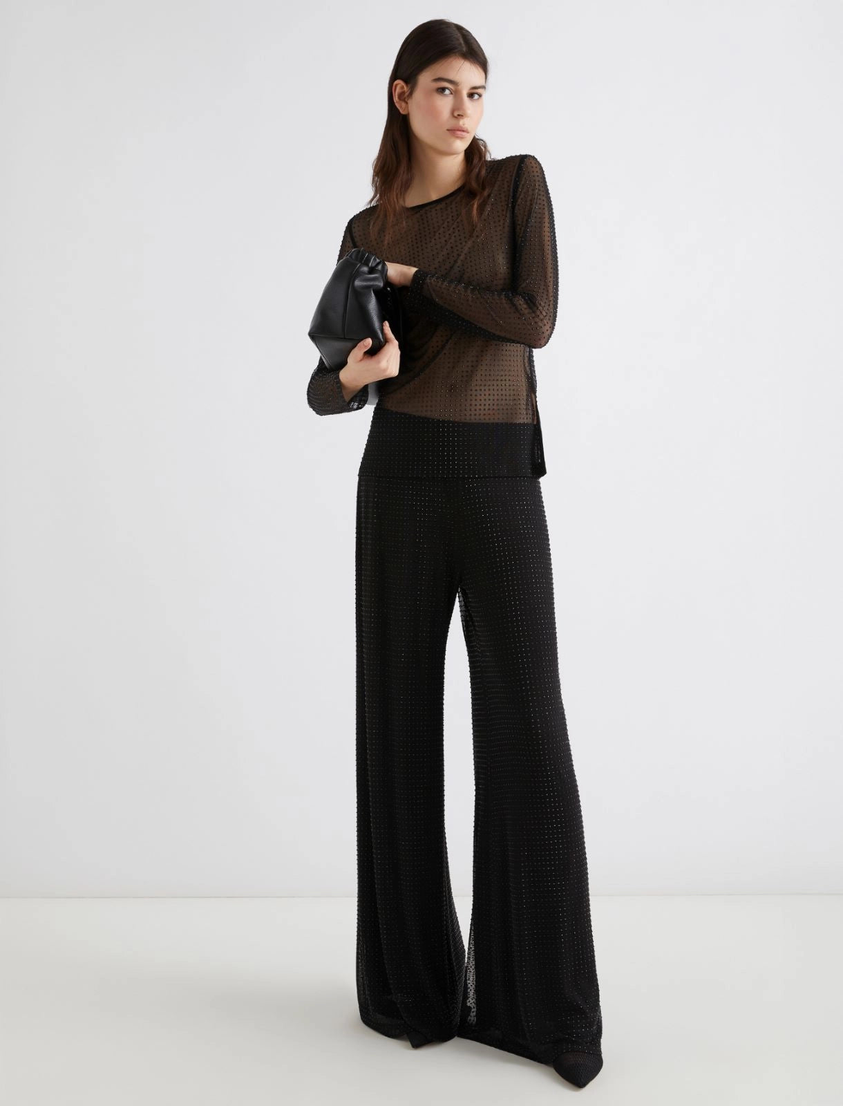 Rhinestone-detail jersey trousers