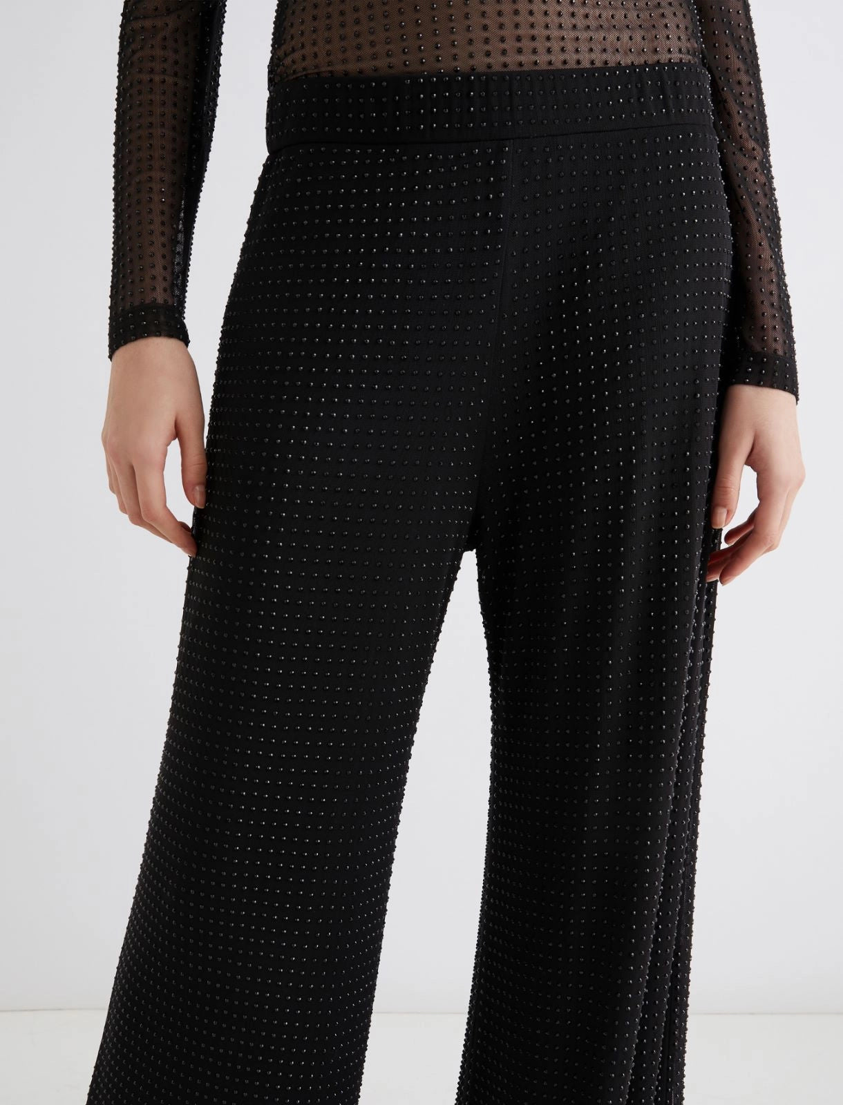 Rhinestone-detail jersey trousers