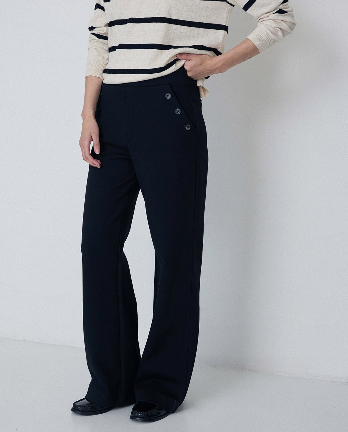 Pantalones Botones Negro