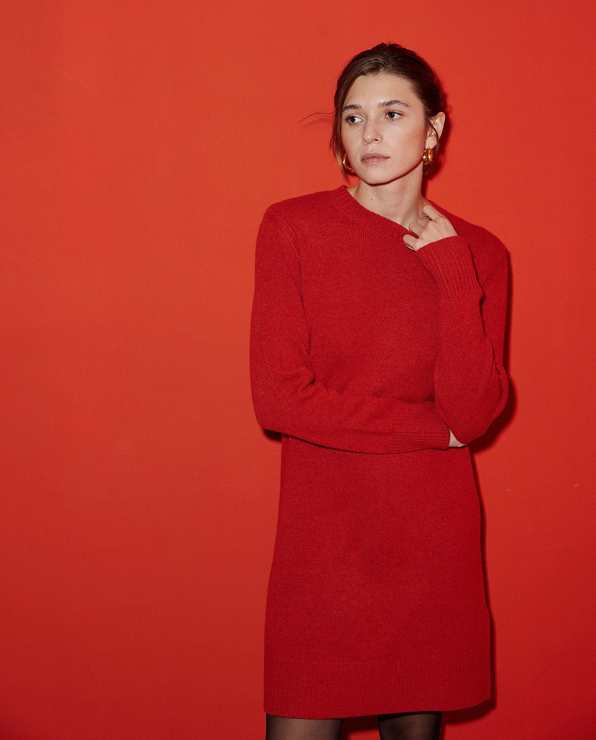 Vestido midi de lana rojo