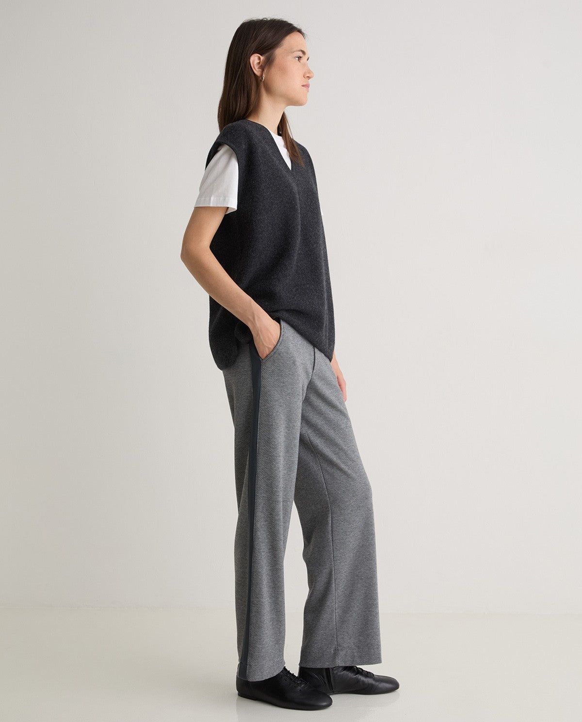 Anthracite wide flannel trousers