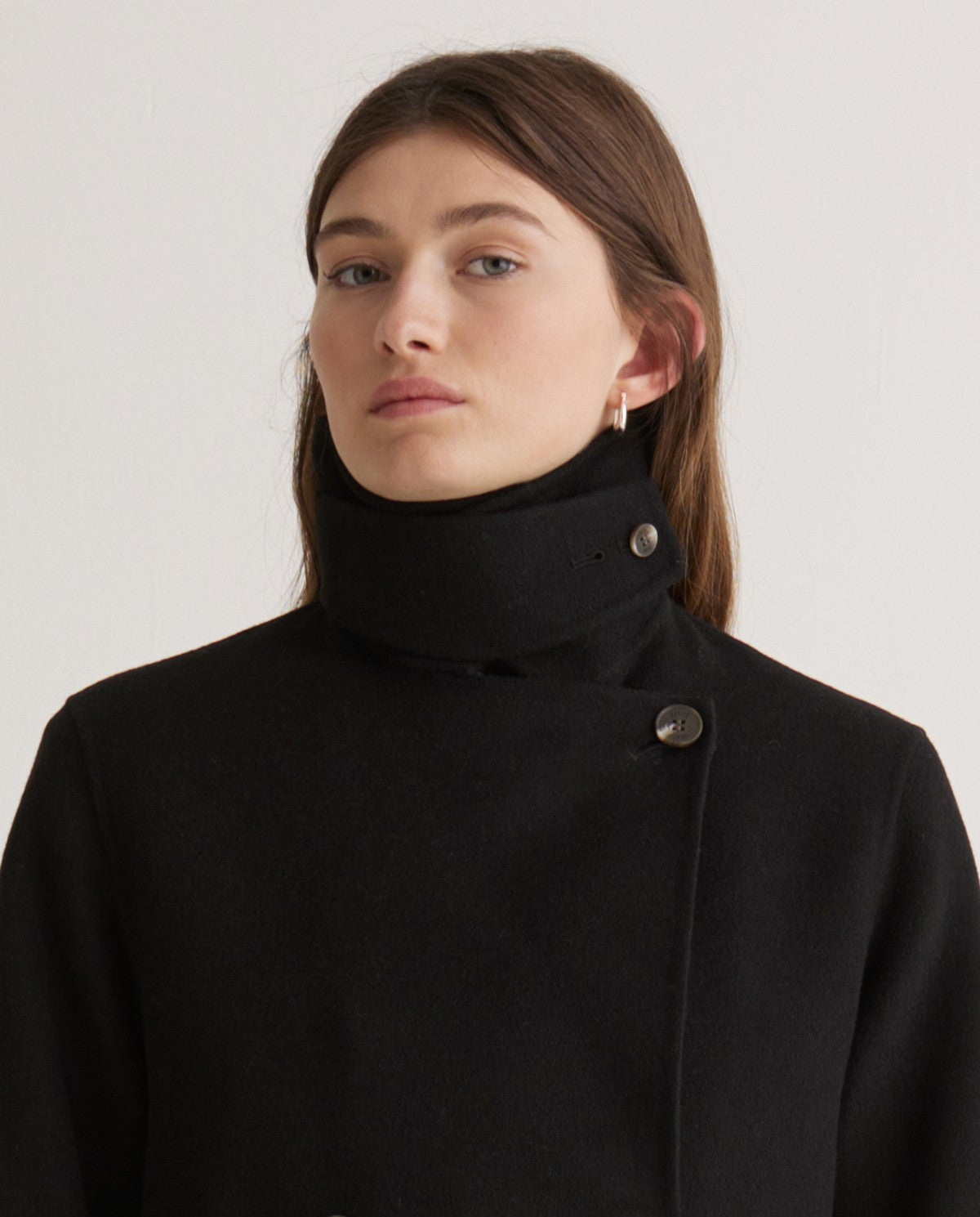 Handmade wool-blend long coat Black