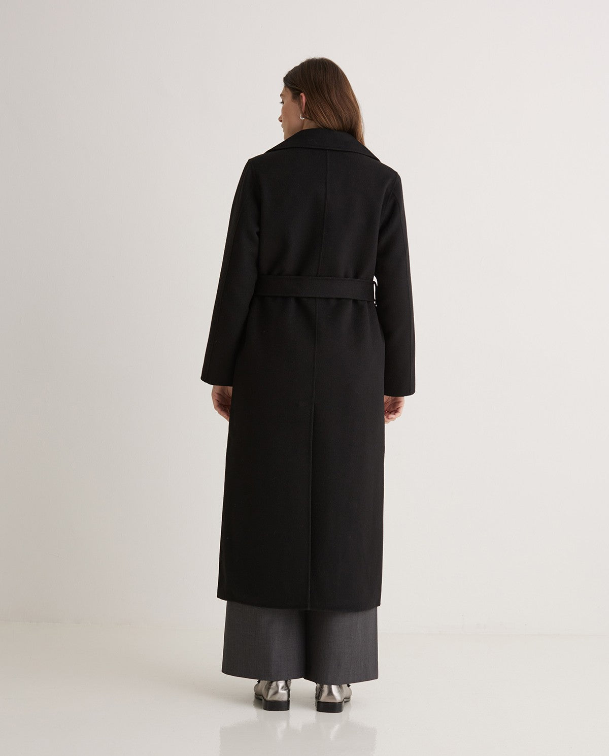 Handmade wool-blend long coat Black