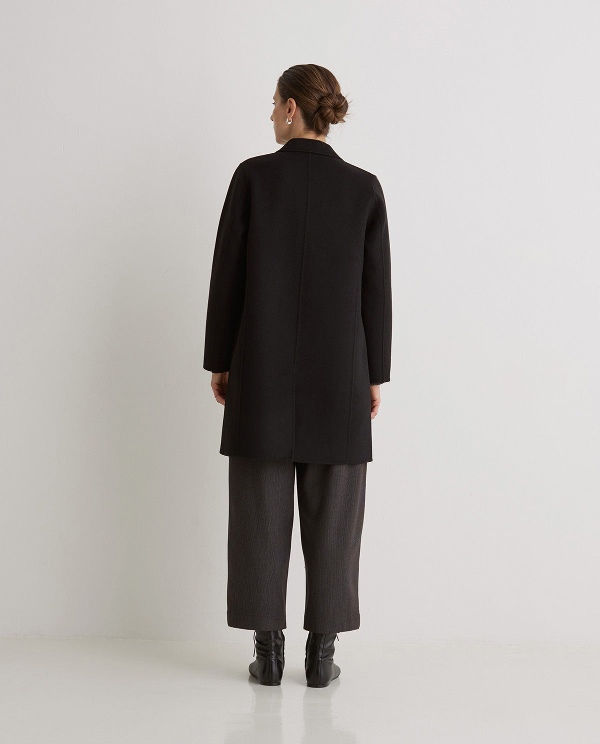 Handmade wool-blend midi coat black