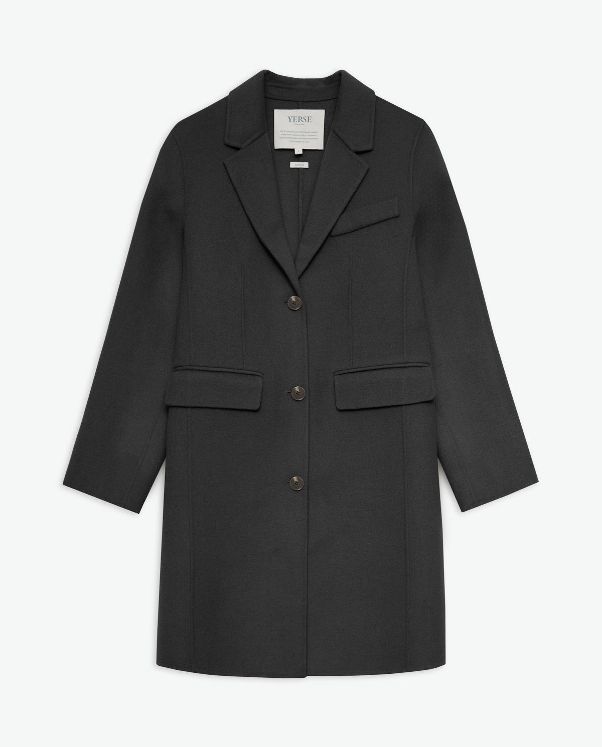 Handmade wool-blend midi coat black