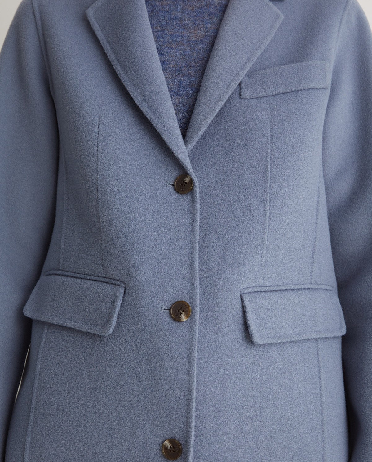 Handmade wool-blend midi coat blue