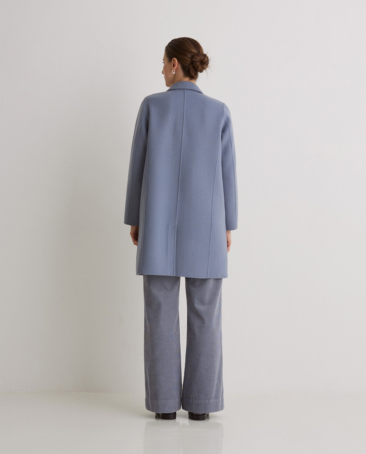 Handmade wool-blend midi coat blue