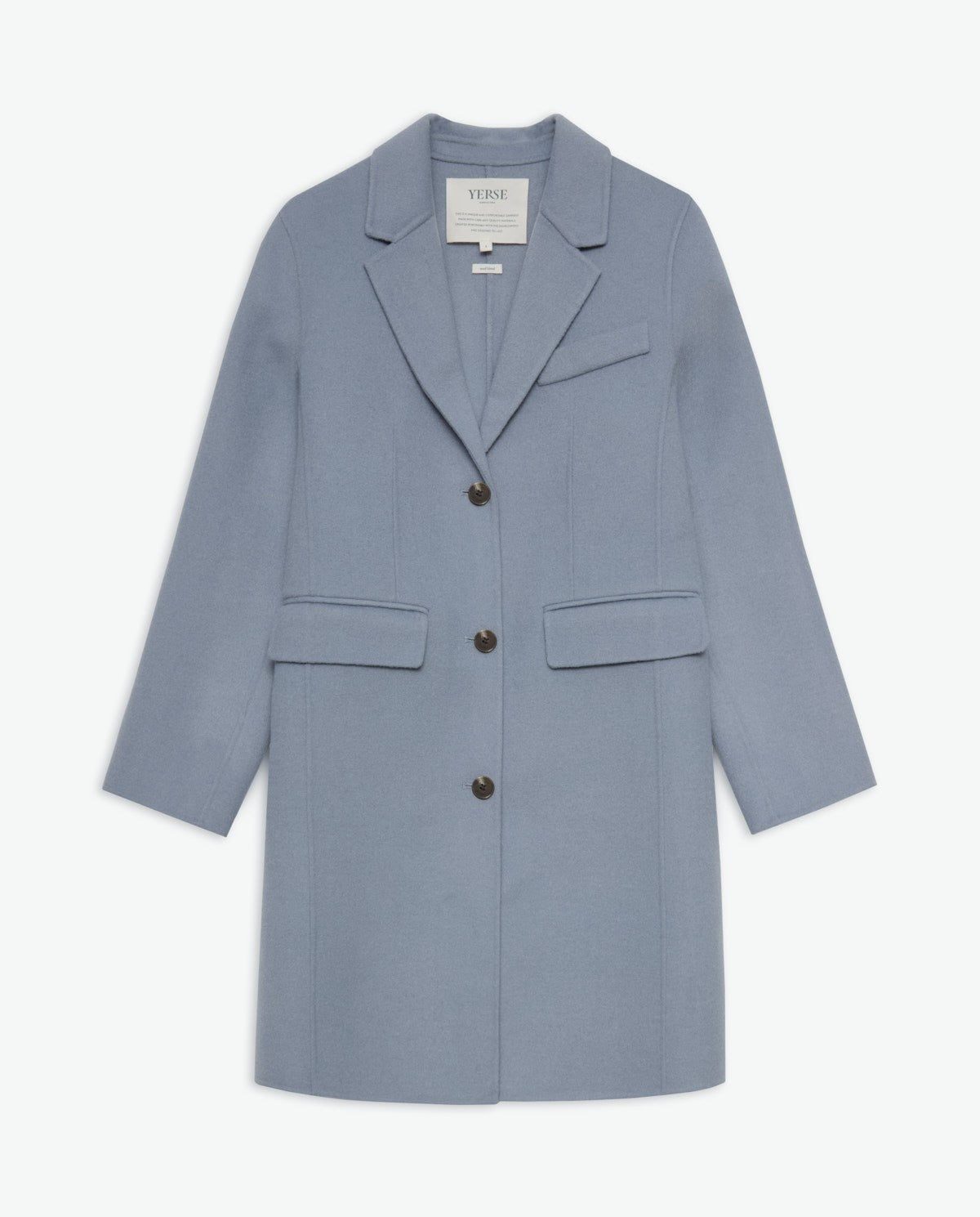 Handmade wool-blend midi coat blue