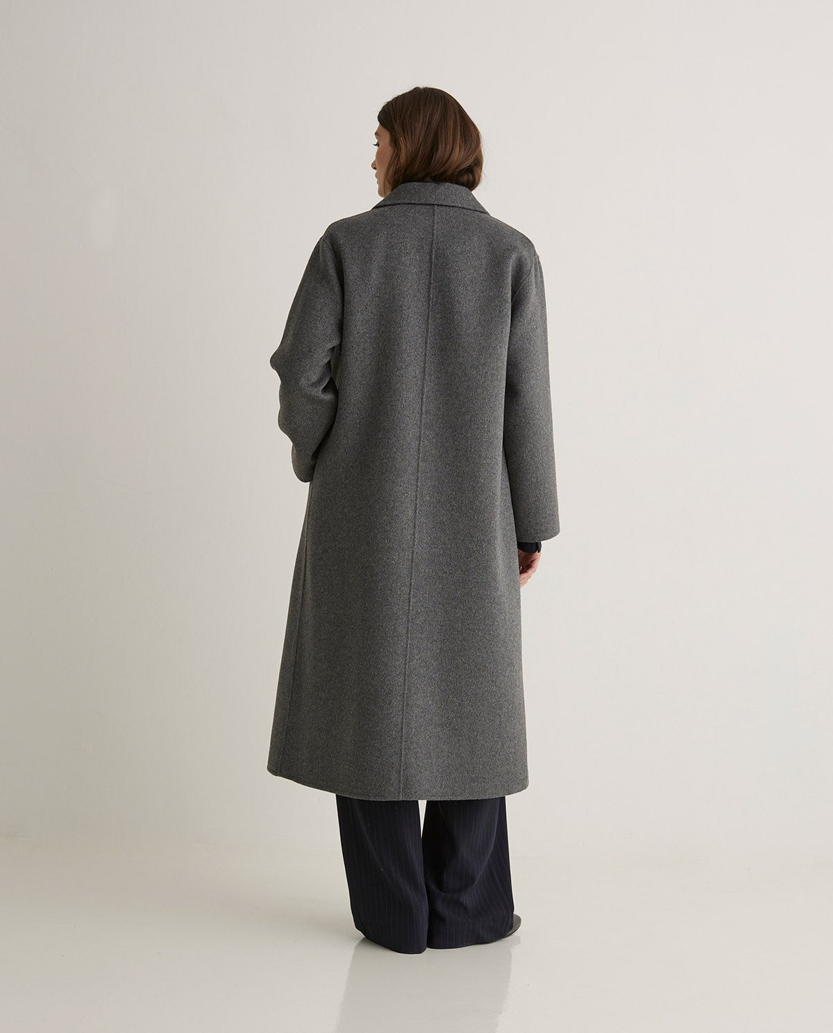 Handmade wool-blend long coat grey